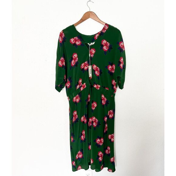 Tucker Silk The Market Midi Dress Hope Full Green Floral New w Tags XL